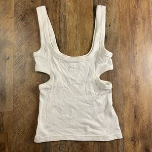 Chic Cream Tank Top with Side Cutouts